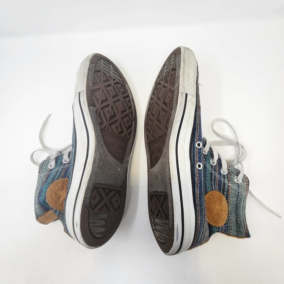 Converse All Star High Top Peacock Acor Striped Sneakers Mens 9 Womens 11 Teal - Picture 8 of 10